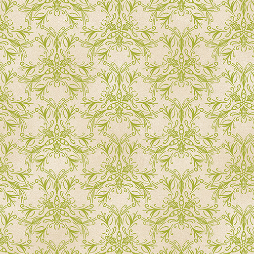 Swarm Lime/Ivory Ground Works Cotton 44"/45" Fabric Per Yard