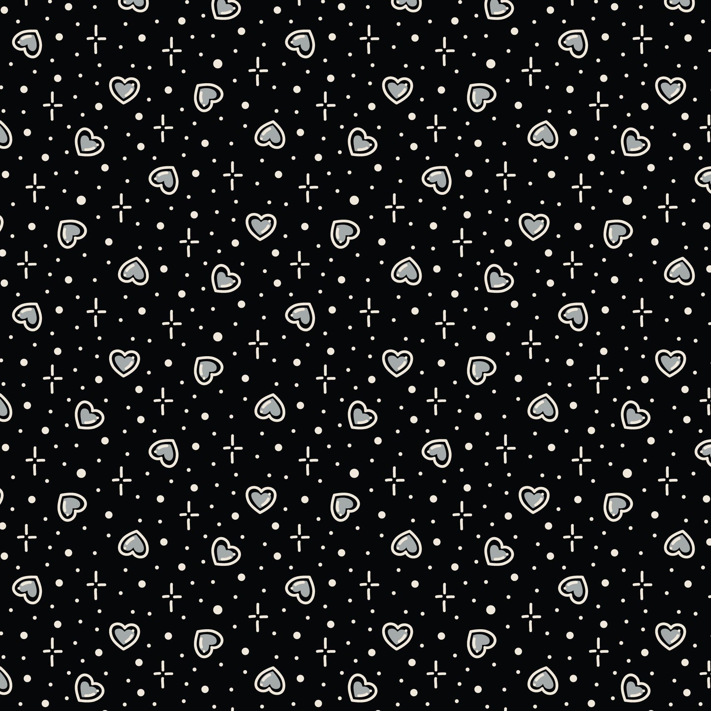 Black Hearts Love Ink 3388 Cotton 44”/45” Fabric Per Yard