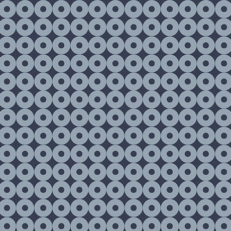 Blue Modern Refinement Circle Grid Geo Cotton 43"/44" Fabric Per Yard