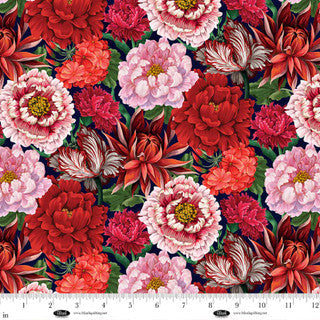 Cameo Appearance Large Floral Red Cotton 44"/45" Fabric Per Yard