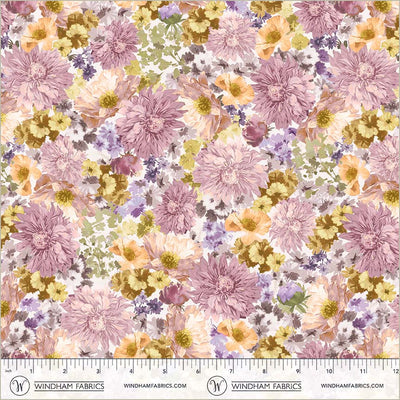 Aviva Bright Blossoms Lilac Cotton 44"/45" Fabric Per Yard