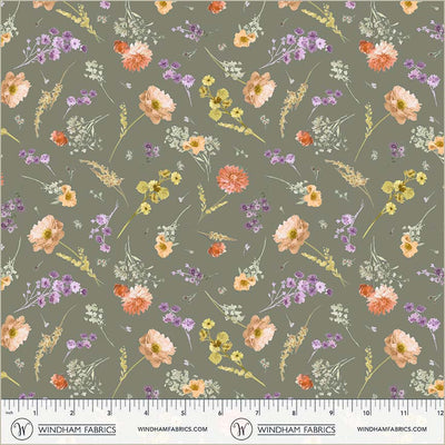 Aviva Floral Charm Thyme Cotton 44"/45" Fabric Per Yard