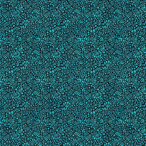 Blue Green Teal Pebble Mosaic Dark Cotton 44"/45" Fabric Per Yard