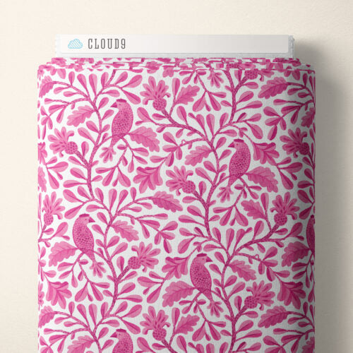 Bubblegum Roux Birds and Branches Cotton 44”/45” Fabric Per Yard