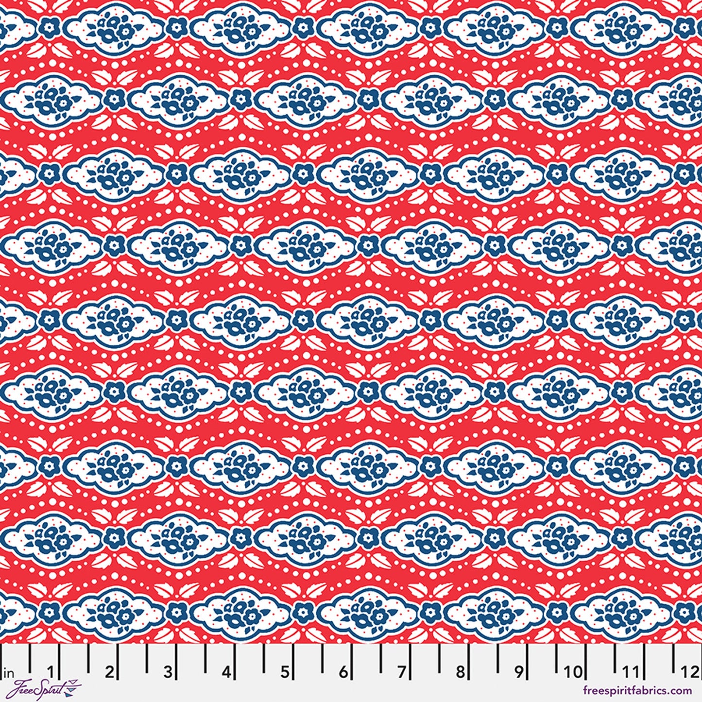 Red Maison Rouge Cotton 44"/45" Fabric Per Yard