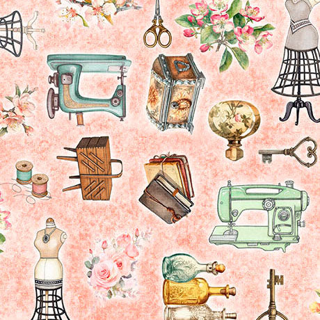 Light Salmon Sewing Antiquities Sew Shabby Chic Cotton 44"/45" Fabric Per Yard