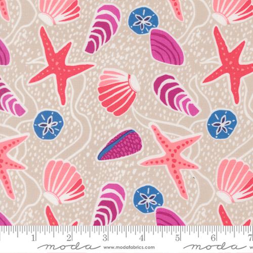 Reef Sea Shells Sand Cotton 44"/45" Fabric Per Yard