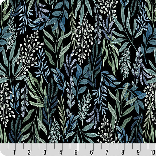 Black Whispering Blooms Dreamweaver Quilting Cuddle Fabric Per Yard
