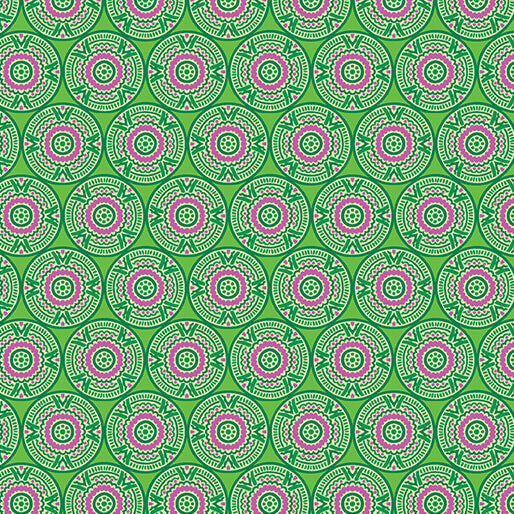 Medallions Grass Cheeto's World Cotton 44"/45" Fabric Per Yard