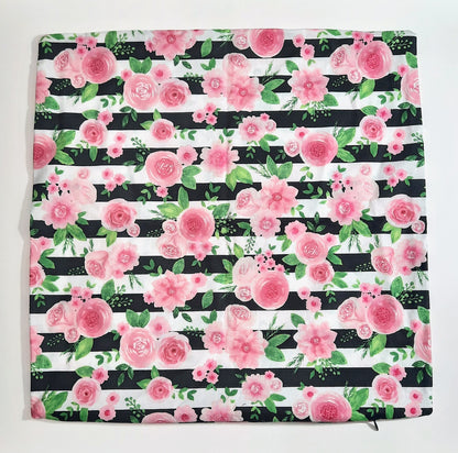 Rose with black stripes Pillow cover. Size: 18"x18"