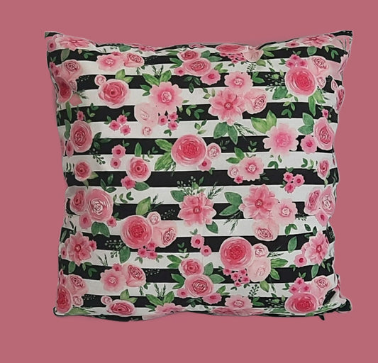 Rose with black stripes Pillow cover. Size: 18"x18"