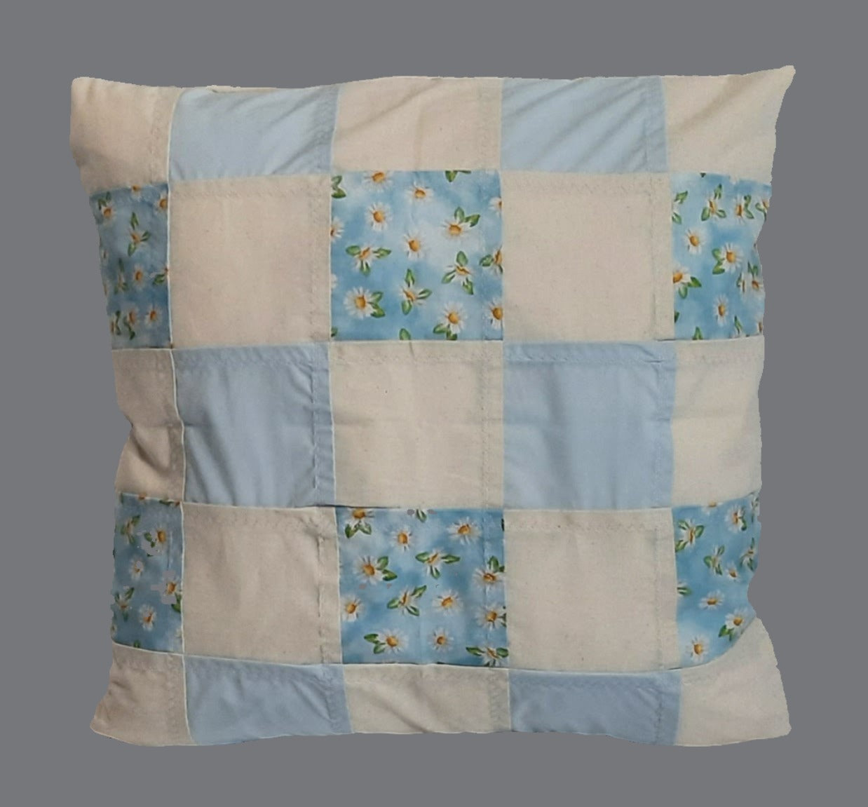 Flowered patch work pillow cover. Size: 18"x18"