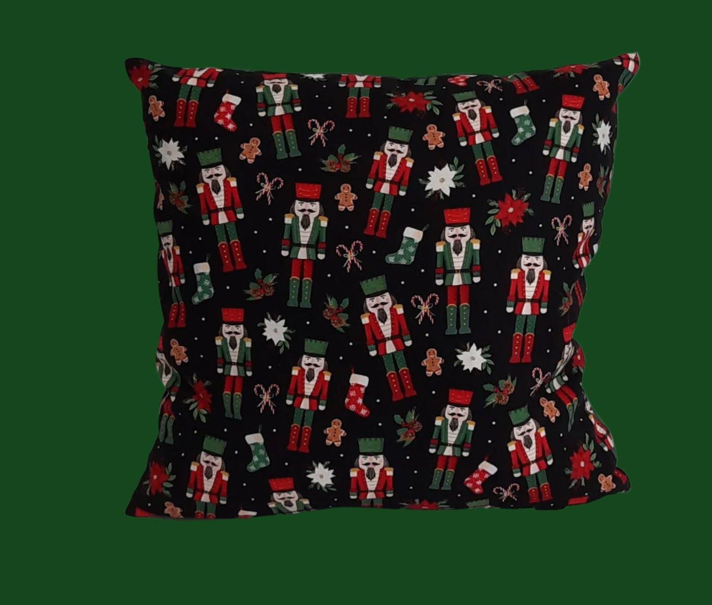 15"x15" Nutcracker Pillow Cover w/green back