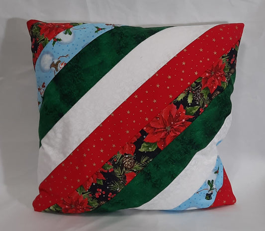 15"x15" Red/Flower, Snowman, white/green stripes