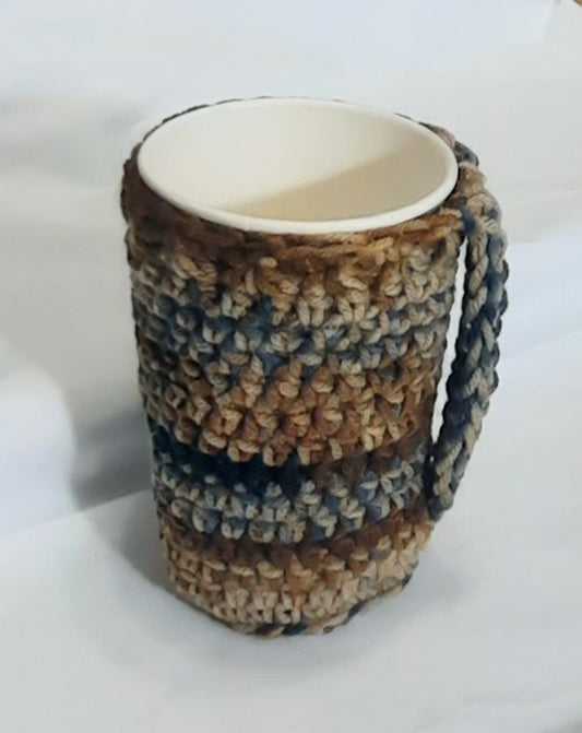 Cup Cozy: Brown, Beige with a hint of blue