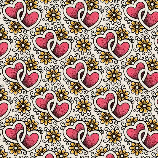 Joined Hearts Love Ink 3385 Cotton 44”/45” Fabric Per Yard