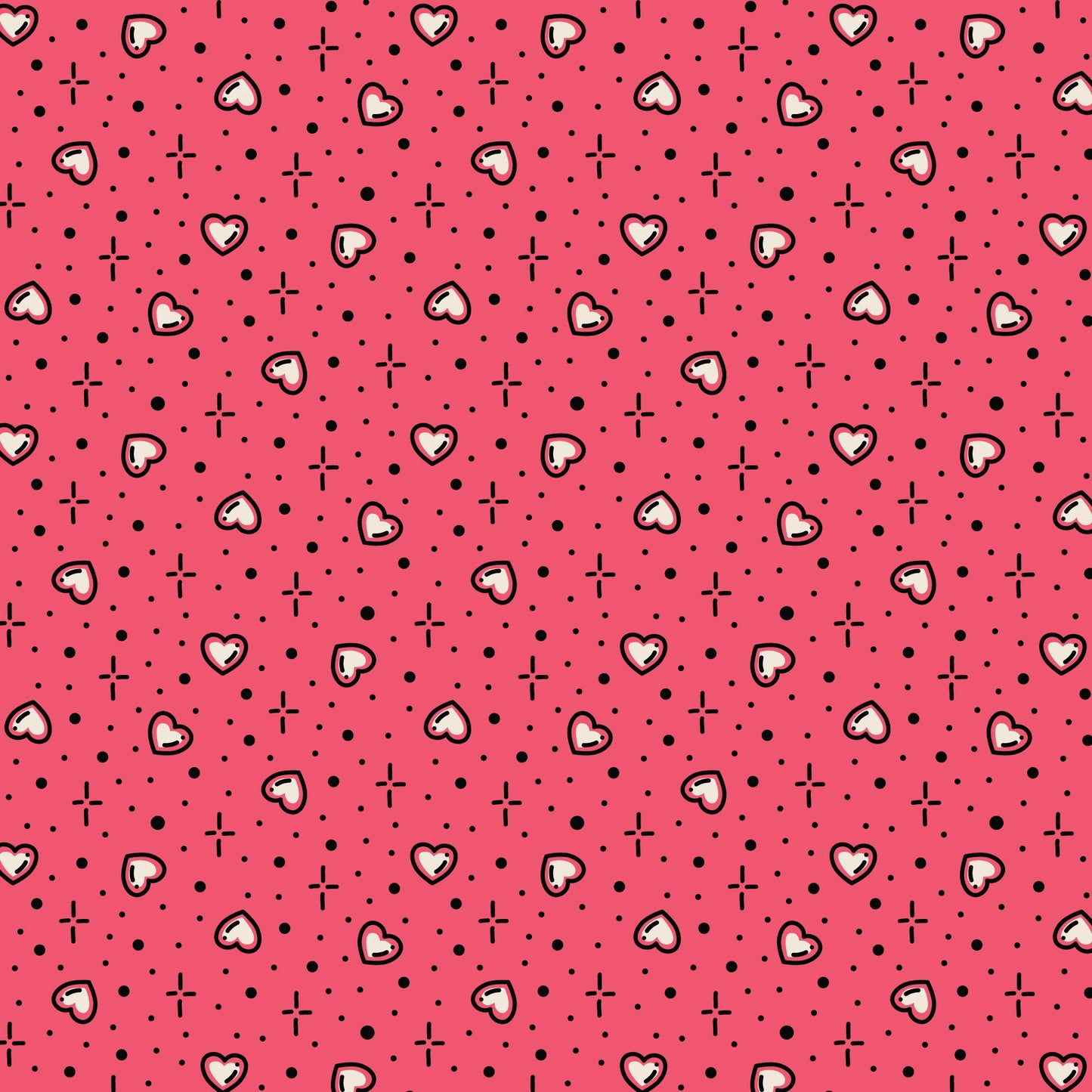 Pink Hearts Love Ink 3388 Cotton 44”/45” Fabric Per Yard