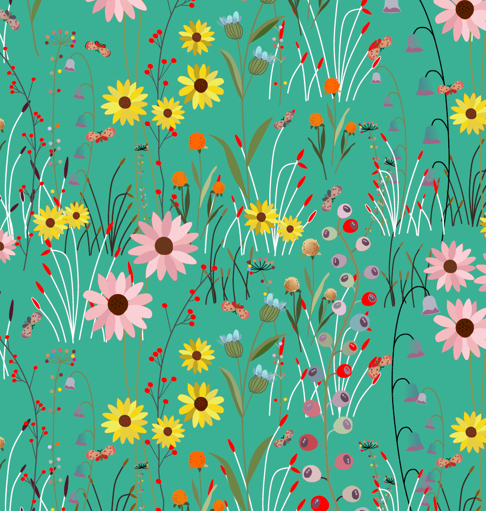 Mint Green Over The Hill View 43"/44" Cotton Fabric Per Yard