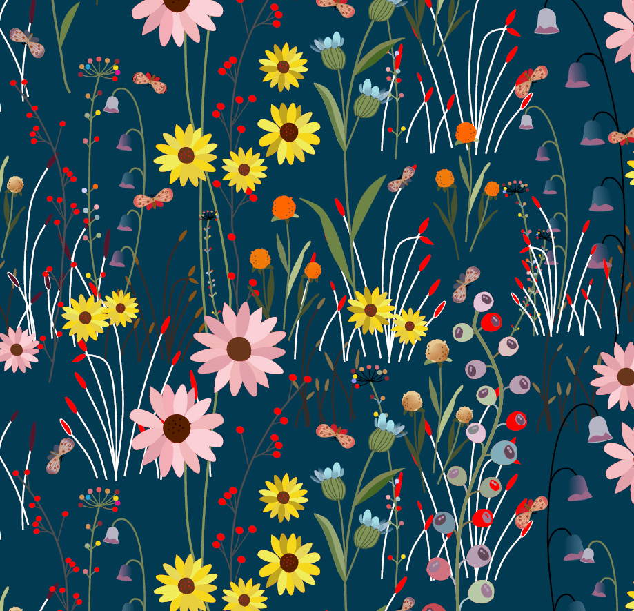 Navy Blue Over The Hill View 43"/44" Cotton Fabric Per Yard