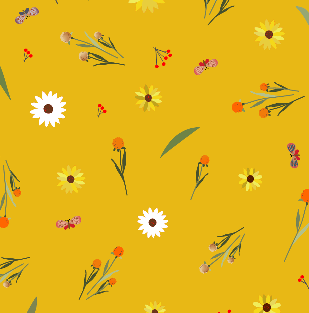 Mustard The Hill View Site 43"/44" Cotton Fabric Per Yard