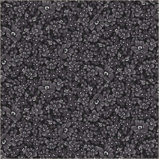Black Verona Allegra Blooms Cotton 44”/45” Fabric Per Yard