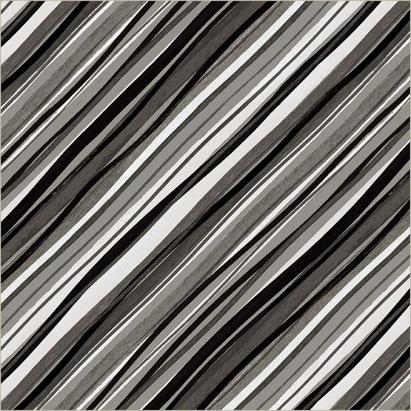 Black Verona Painted Stripe Cotton 44”/45” Fabric Per Yard