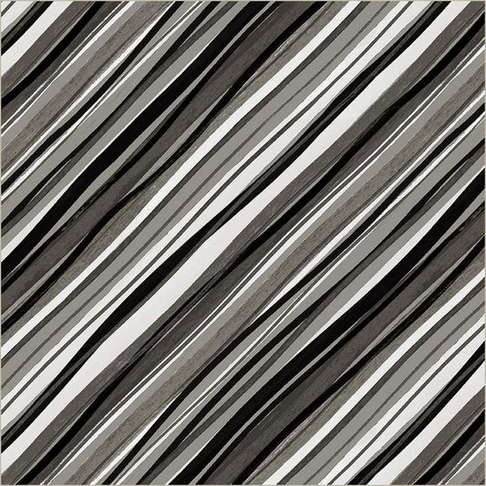 Black Verona Painted Stripe Cotton 44”/45” Fabric Per Yard