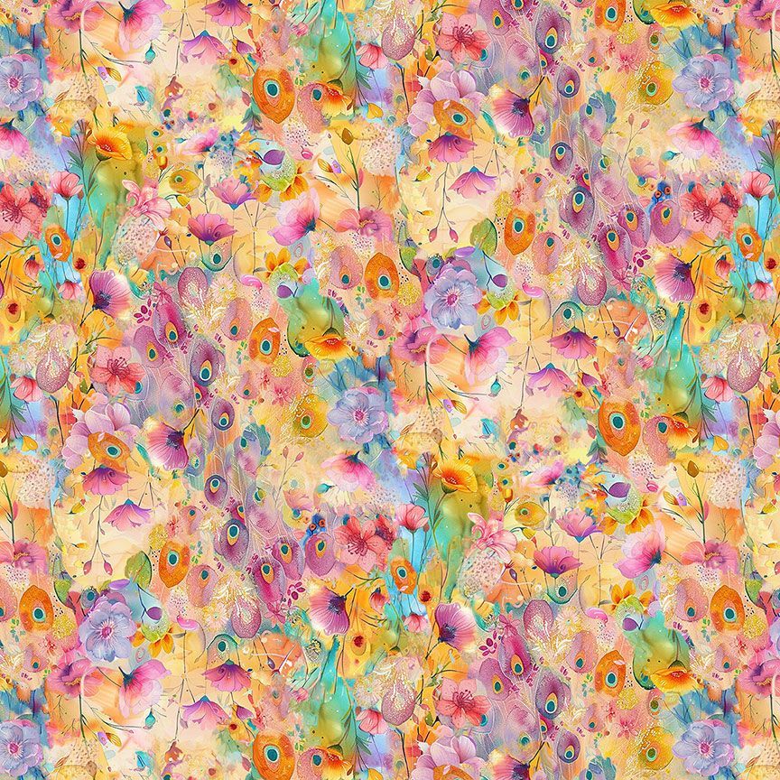 Bright Morning Floral Wild Beauty Cotton 44"/45" Fabric Per Yard