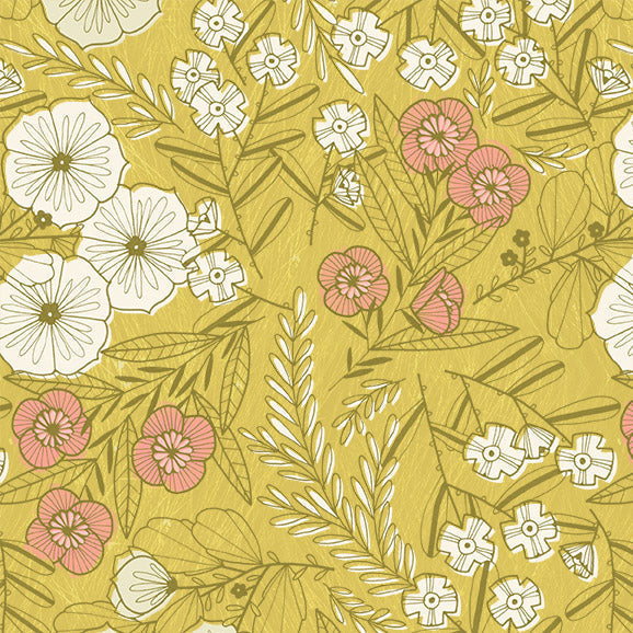 Citrus Backyard Bloom Cotton 44"/45" Fabric Per Yard