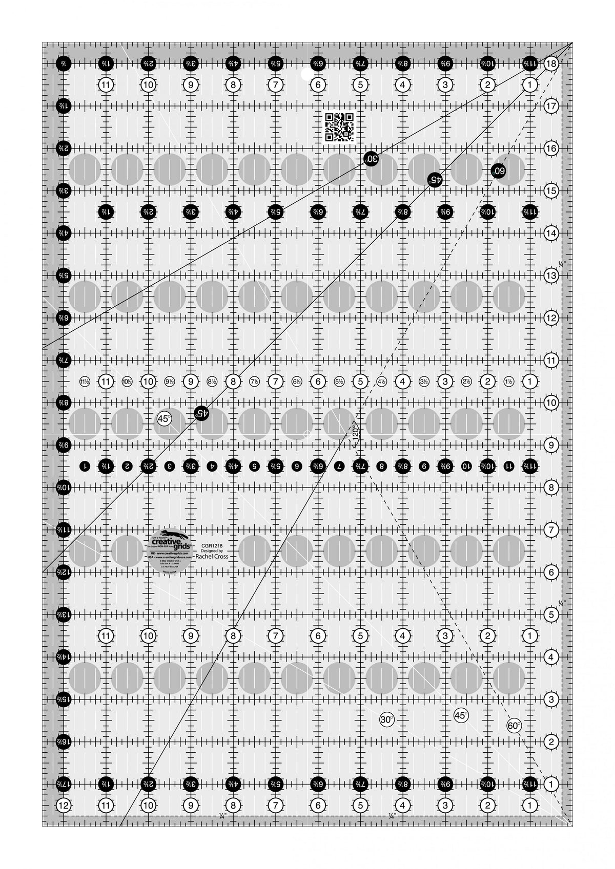 Basix Quilt Ruler Creative Grids Quilt Ruler 12-1/2in x 18-1/2in – YeAcK Crafts, LLC