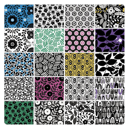 Black, White and Bloom 20 piece Fat Quarter Bundle