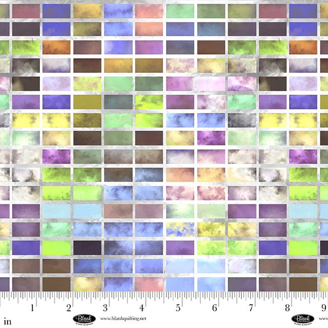 Gray Window Blocks Metro Mirage Cotton 44"/45" Fabric Per Yard