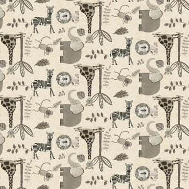 Jungle Romp Small Allover Animals Cream 43"/44" Fabric Per Yard