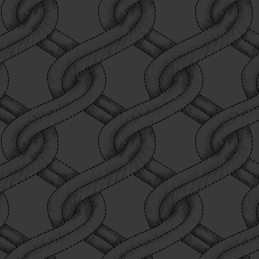 Charcoal/Black Twisted Rope Stitched Braid Cotton Wideback Fabric Per Yard
