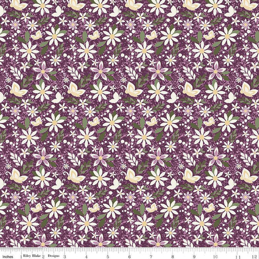 Juju's Petals Dance Purple Cotton 43"/44" Fabric Per Yard