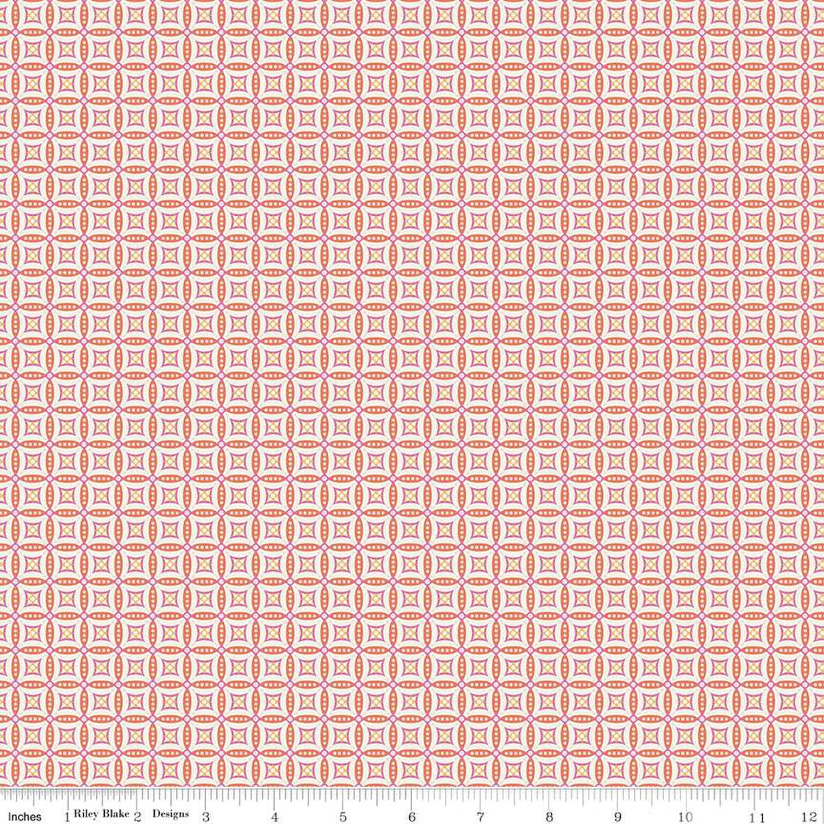 Juju's Petals Mosaic Orange Cotton 43"/44" Fabric Per Yard