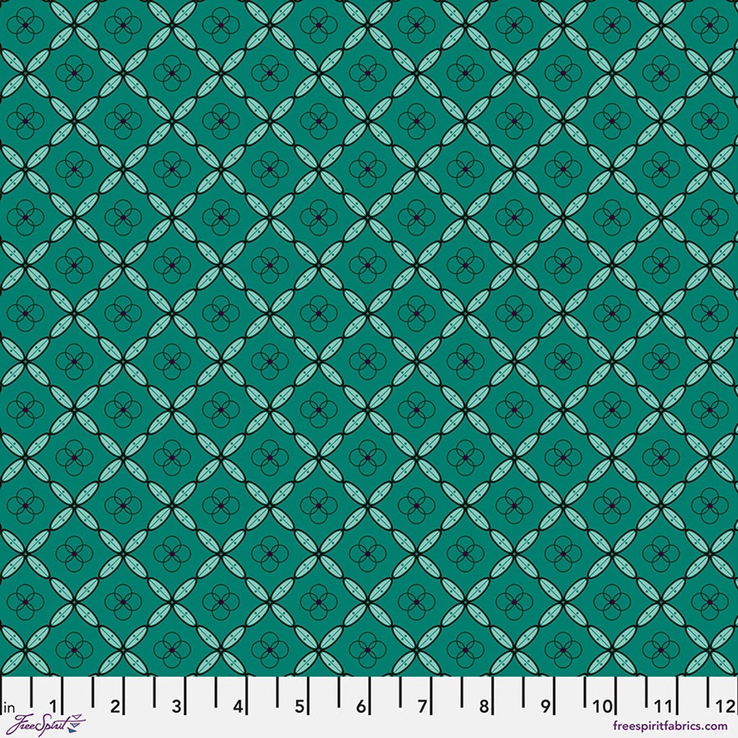 Enrapture by Giucy Giuce Tiles - Emerald Cotton 44"/45" Fabric Per Yard