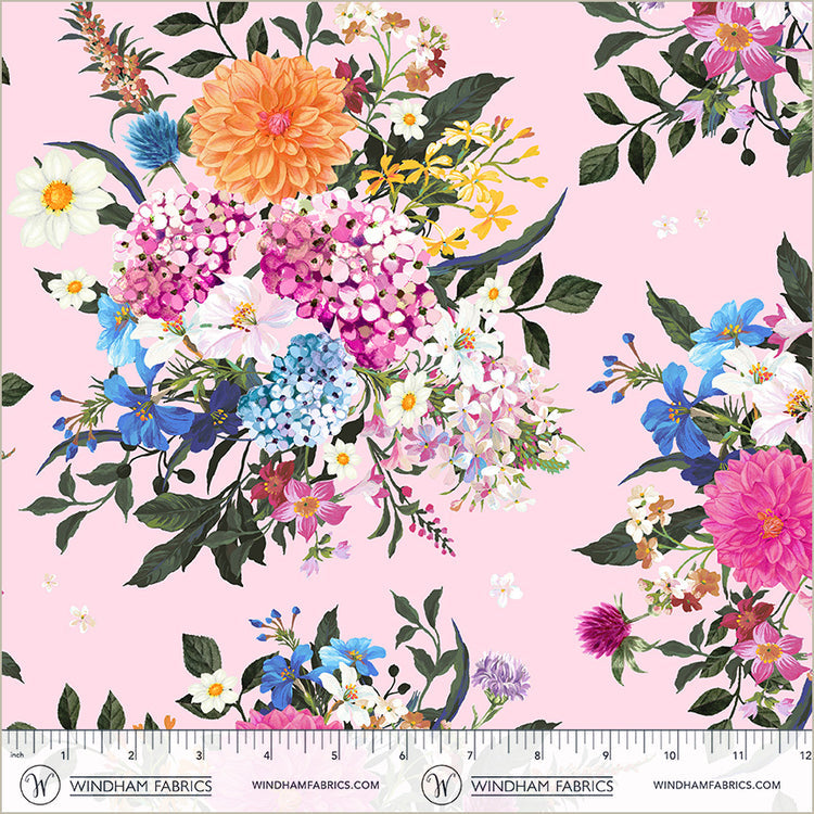 Petal Bountiful Bouquets Midnight Blooms Cotton 44"/45" Fabric Per Yard
