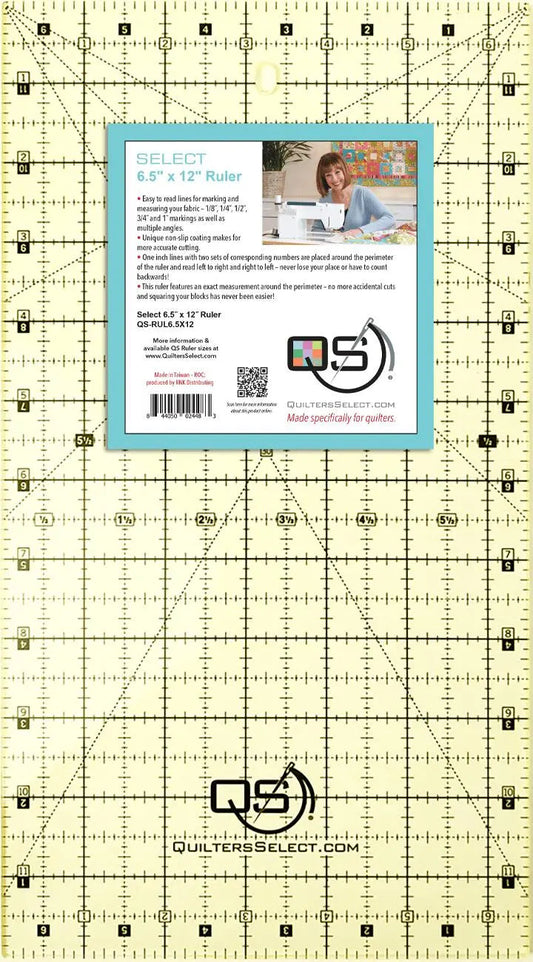 Quilters Select 6.5" x 12" Non-Slip Ruler