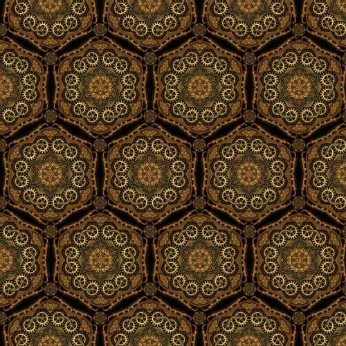 Steampunk Menagerie Gear Stars Cotton 44"/45" Fabric Per Yard