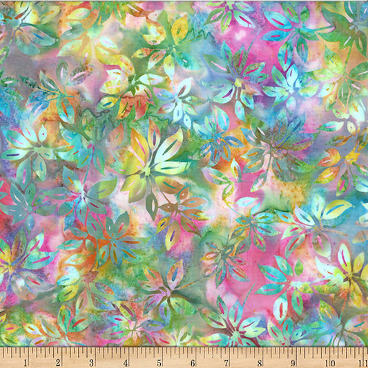 Taffy Bali Batik Leaves Cotton 44"/45" Fabric Per Yard