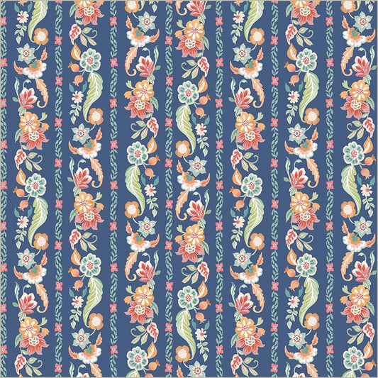 Tapestry Gilded Garland Soft Blue Cotton 43”/44” Fabric Per Yard