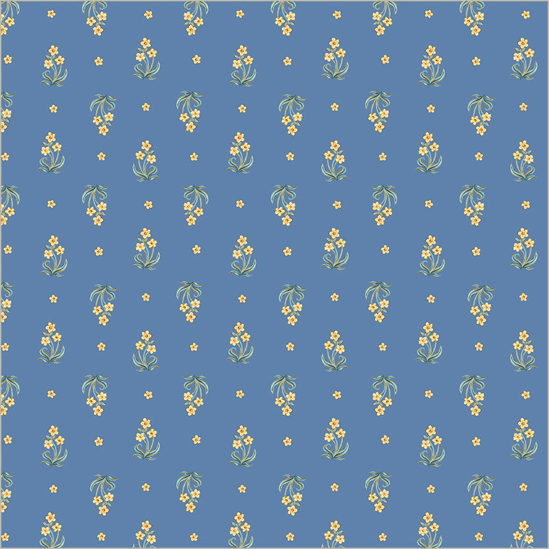 Tapestry Posy Powder Blue Cotton 43”/44” Fabric Per Yard