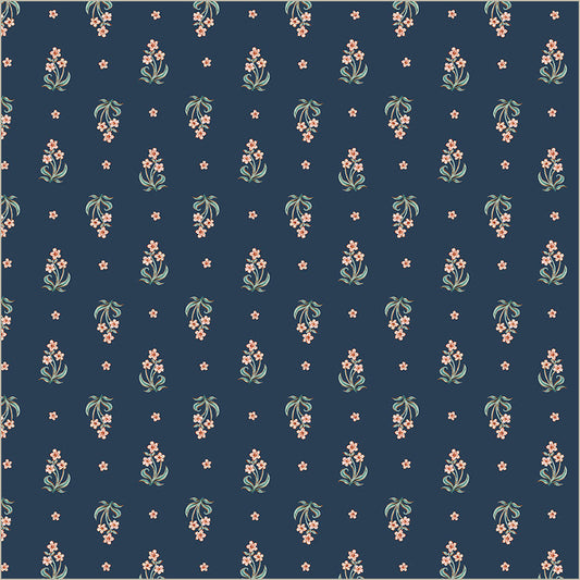 Tapestry Posy Prussian Cotton 43”/44” Fabric Per Yard