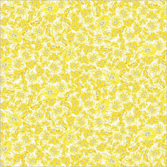 Yellow Verona Allegra Blooms Cotton 44”/45” Fabric Per Yard