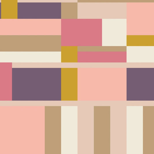 Pink and Purple American Bold Oak Park Cotton 44”/45” Fabric Per Yard