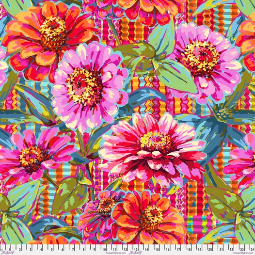 Festival Pink Giant Zinnias 108" Cotton Wideback Fabric per yard