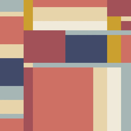 Red and Navy American Bold Oak Park Cotton 44”/45” Fabric Per Yard